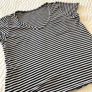 Caslon cap sleeve black and white striped top